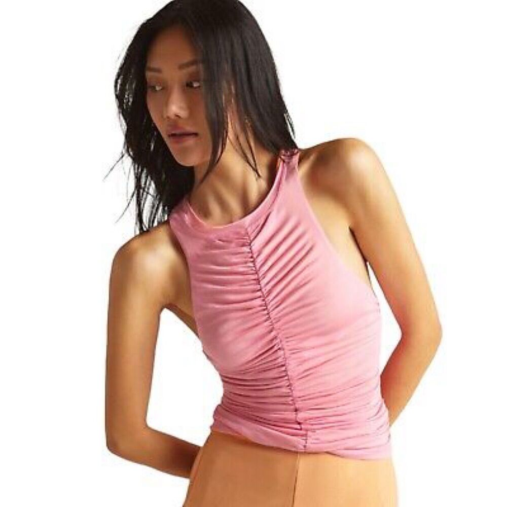 Anthropologie Pilcro Reversible Ruched Pink Orange Sleeveless Top Size XS